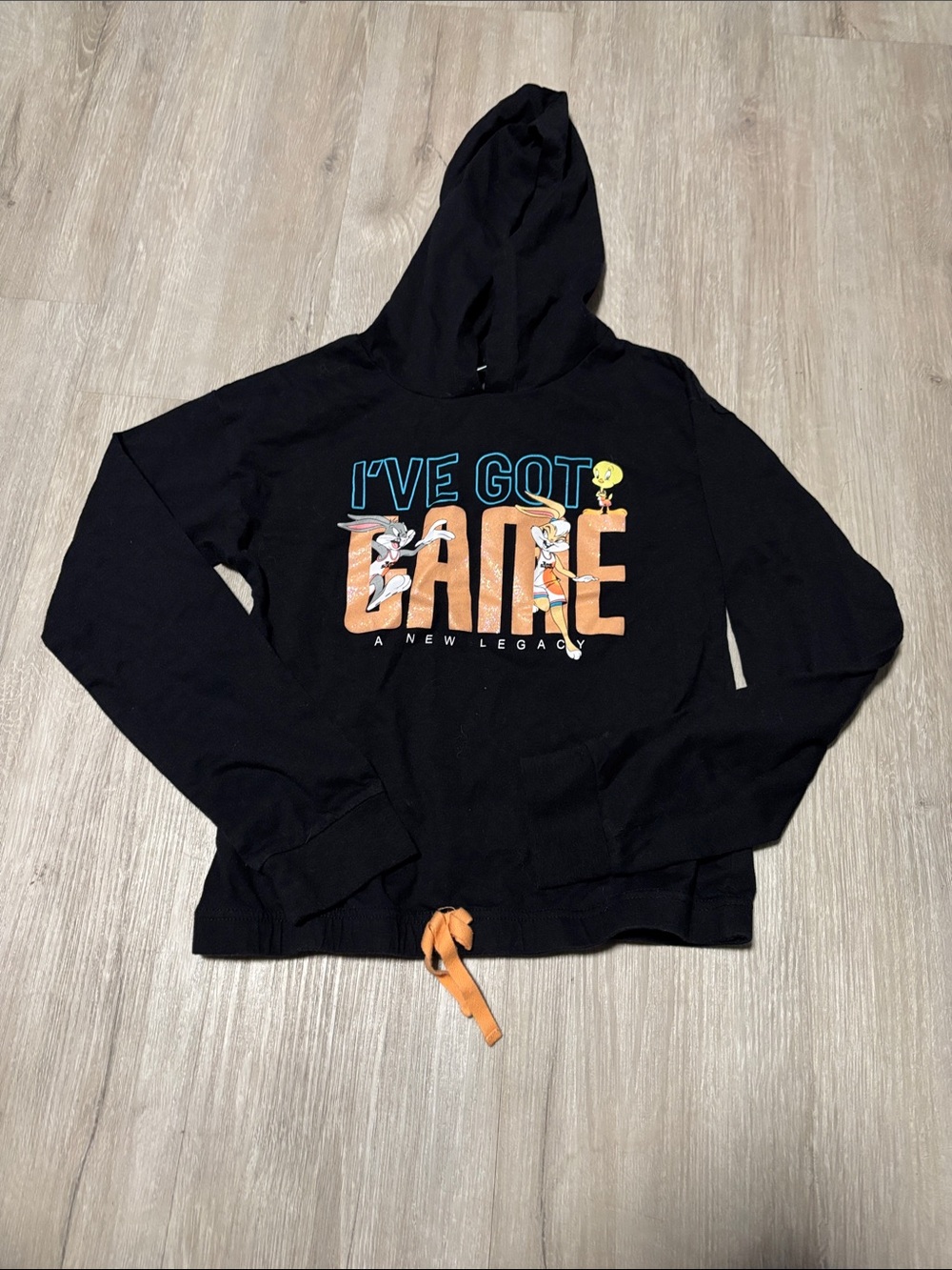 Space Jam Black 'I've Got Game' Graphic Hoodie with Cartoon Print